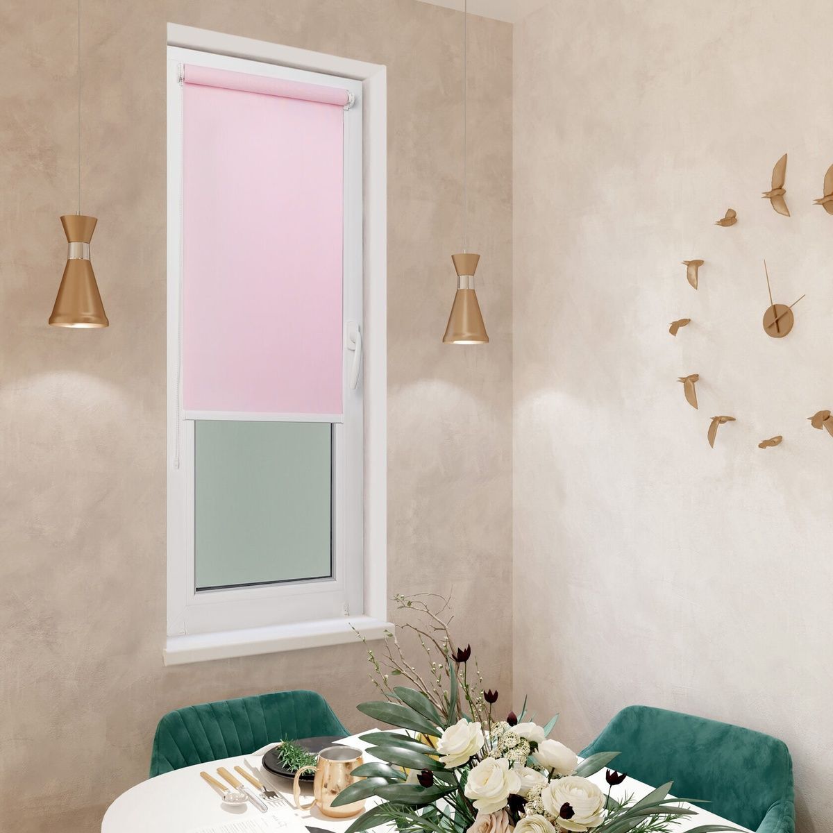 Plain Roller Blind Side Light Rose - 40cm*170cm